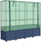 vidaXL Pat de grădinărit înălțat cu prelată pentru seră, aspect ratan, 160x40x153 cm