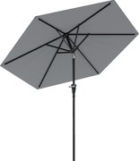 Outsunny Umbrelă Inclinabilă pentru Grădină și Terasă 2.3x2m cu Deschidere Ușoară prin Manivelă, Structură Metalică și 6 Stinghii, Gri | Aosom Romania