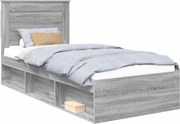 vidaXL Cadru de pat Gri Sonoma 100 x 200 cm Lemn de pin masiv