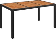 vidaXL Masă de grădină cu blat din lemn, negru 150x90x75 cm poliratan