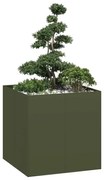vidaXL Jardinieră verde măsline 80x80x80 cm oțel