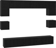 vidaXL Set comodă TV Pe perete 8 pcs Stejar Negru Lemn compozit