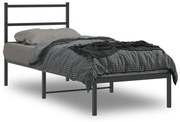 vidaXL Cadru de pat metalic cu tăblie, negru, 75x190 cm