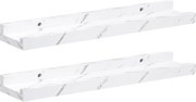 vidaXL Raft de perete 2 pcs Marmură albă 40 x 9 x 3 cm Lemn compozit
