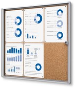 Vitrina informații interioare Economy 6 x A4 - spate plută, aluminiu