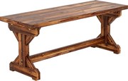 Outsunny Bancă de Grădină cu 2 Locuri din Lemn de Brad cu Bază în Formă de X, Bancă Rustică pentru Exterior Fără Spătar, pentru Patio, Verandă, Balcon, 114L x 40l x 46h cm, Finisaj Carbonizat | Aosom Romania