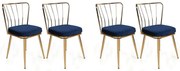 Set de scaune de sufragerie Yildiz Dark Blue, 4bucăți