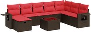 vidaXL Set canapele de grădină cu perne, 9 piese, maro, poliratan