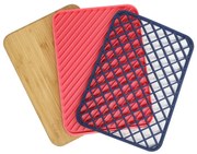 Set tocator cu suport si grilaTrebonn Trilogy 1120108, 34,5x24 cm, 3 piese, Fund antiderapant, Multicolor