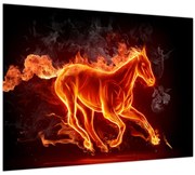 Tablou pe sticlă - Cal în flăcări (70x50 cm)