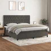 vidaXL Pat box spring cu saltea, gri închis, 200x200 cm, catifea