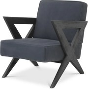 Fotoliu design modern LUX din piele naturala Felippe, albastru 114505 HZ