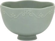 Bol din porțelan verde mentă, H10/D14 cm, model dantelă în relief, „Provence"