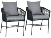 Outsunny Scaune de exterior, set de 2, design boho, perne pentru șezut și spătar, șezut confortabil, cadru metalic, Negru | Aosom Romania