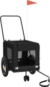 vidaXL Remorcă bicicletă animale companie, negru, textil oxford/fier