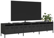 vidaXL Dulap TV, negru, 202x39x43,5 cm, oțel laminat la rece