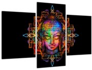 Tablou - Bustul lui Buddha în culori neon (90x60 cm)