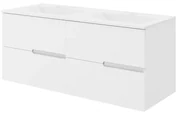 Set mobilier cu lavoar dublu Fluminia Toledo 120 cu 4 sertare soft close alb