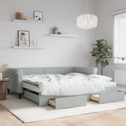 vidaXL Pat de zi cu extensie și sertare gri deschis 100x200 cm catifea