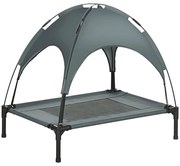 PawHut Pat pentru câini și pisici pe picioare confortabil velum anti-UV material oxford microperforat + parasol + geantă de transport inclusă gri-negru | Aosom Romania