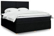 vidaXL Pat box spring cu saltea, negru, 180x200 cm, catifea