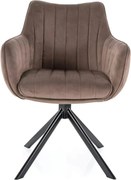 Scaun living rotativ AZALIA, cappuccino/negru, stofa catifelata/metal,