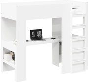 vidaXL Cadru de pat supraetajat cu birou Alb 90 x 190 cm Lemn compozit