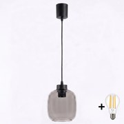 Brilagi - Pendul LED suspendat pe cablu R GLASS 1xE27/60W/230V Ø 14 cm negru/gri fumuriu
