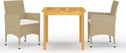 vidaXL Set mobilier de grădină, 3 piese, bej