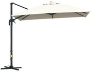 Outsunny umbrelă suspendată înclinabilă cu manivelă și bază în cruce, crem | Aosom Romania