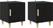 vidaXL Dulap de noapte Pe perete 2 pcs Stejar Negru 40 x 40 x 50 cm