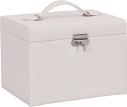 vidaXL Cutie de bijuterii cu 4 straturi cu oglindă încuiată albă