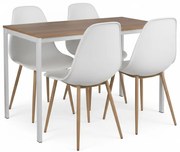 Set de dining 1 + 4, masa RAMOD alb/decor stejar + scaune OSAKA alb
