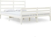 vidaXL Cadru de pat mic dublu, alb, 120x190 cm, lemn masiv de pin