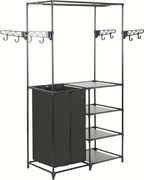 vidaXL Cuier haine, Oțel și textil nețesut, 87x44x158 cm Negru