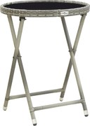 vidaXL Masă de ceai gri 60 cm poliratan sticlă securizată