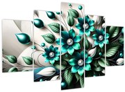 Tablou - Flori turcoaz 3D (150x105 cm)