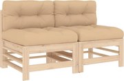 vidaXL Canapele de mijloc cu perne, 2 buc., lemn masiv de pin