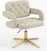 HR8403CROSS Scaun Ecru Piele Ecologica Premium Soft cu Bază Aurie