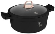 Oală cu capac și mânere de silicon detașabile 28 cm, 6.6L – Berlinger Haus Black Rose Collection BH 7784, neagră, antiaderentă cu titan, ideală