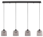 Lustra cu 4 pendule LED, Metal, Negru, Acrilic, DIONE