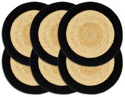 vidaXL Naproane, 6 buc., natural și negru, 38 cm, iută și bumbac