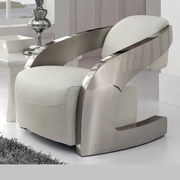 Fotoliu confortabil din piele italiana alba Armchair 532115