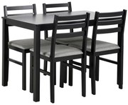 Set de masă EMILY cu 4 scaune, negru