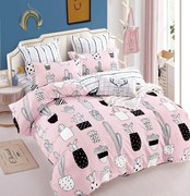 Lenjerie Din Bumbac Tip Finet 6 Piese Pentru Pat Dublu, Cactus