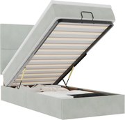 vidaXL Cadru de pat otoman cu saltele Gri deschis 90x190cm catifea