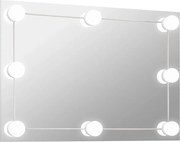 vidaXL Oglindă de perete cu lumini LED, sticlă, dreptunghiulară