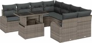 vidaXL Set de canapele pentru grădină 9 pcs Gri poliratan