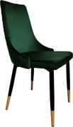 SET 4 Scaune Oro, structura metalica, catifea - VERDE INCHIS