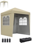 Outsunny Tonnelle barnum de grădină pop-up pliabilă reglabilă în înălțime protecție UV 30+ 3 pereți laterali bej | Aosom Romania